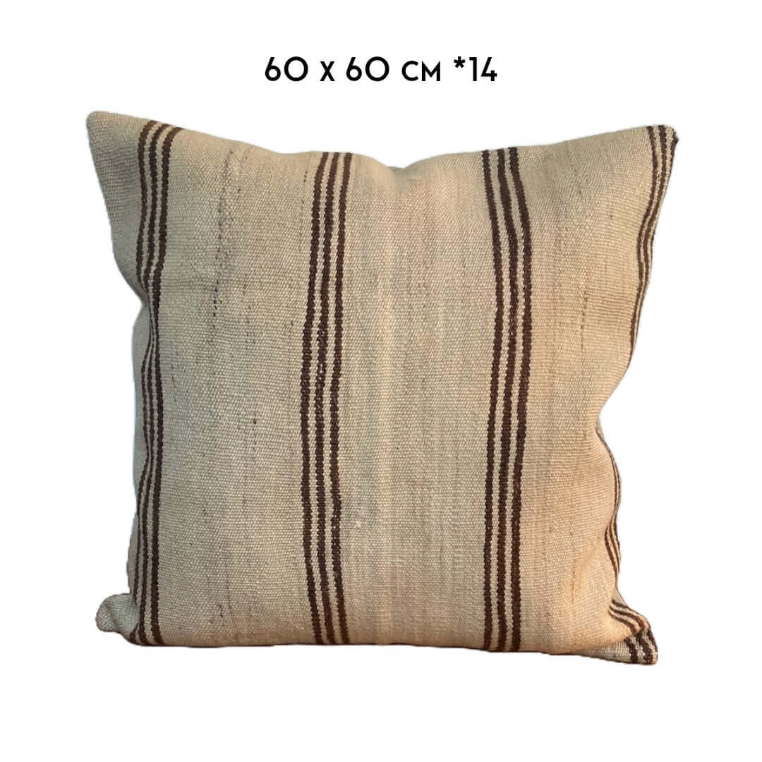 White Turkish Striped kilim Hemp Pillow - coforful stripes on Turkish Hemp Kilim Cushion hot