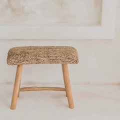 Bazar Bizar raffia teak wood bench