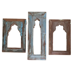 wooden mirror India paint houten spiegel
