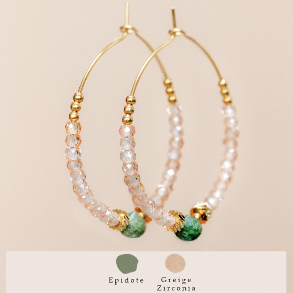 Hoop earrings Mujajuma pink green 35 mm
