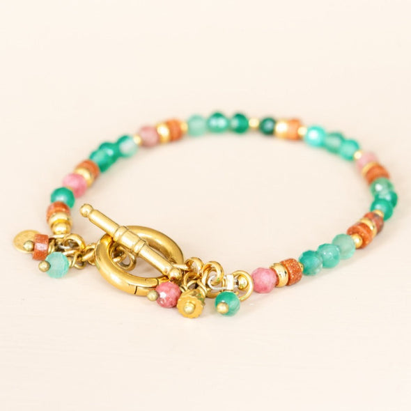 Mujajuma bracelet semi-precious stones green agate goldstone