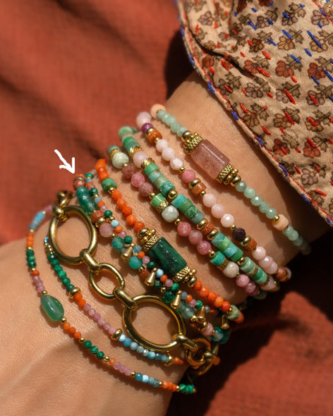 Mujajuma bracelet semi-precious stones green agate goldstone