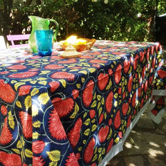 tablecloth blockprint India peony 250x150cm