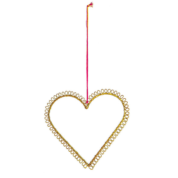 Heart ornament spirit hanger gold metal Van Verre Fairtrade