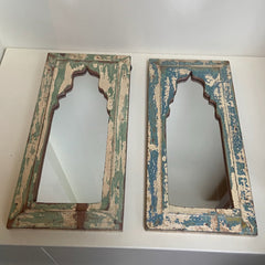 wooden mirror India paint houten spiegel
